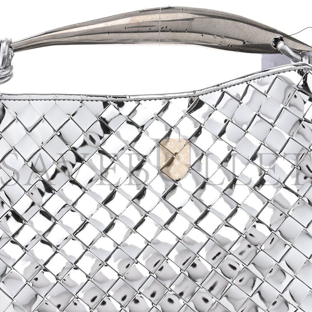 BOTTEGA VENETA MIRROR LAMINATED NAPPA INTRECCIATO SARDINE BAG SILVER  (33*24*3cm)